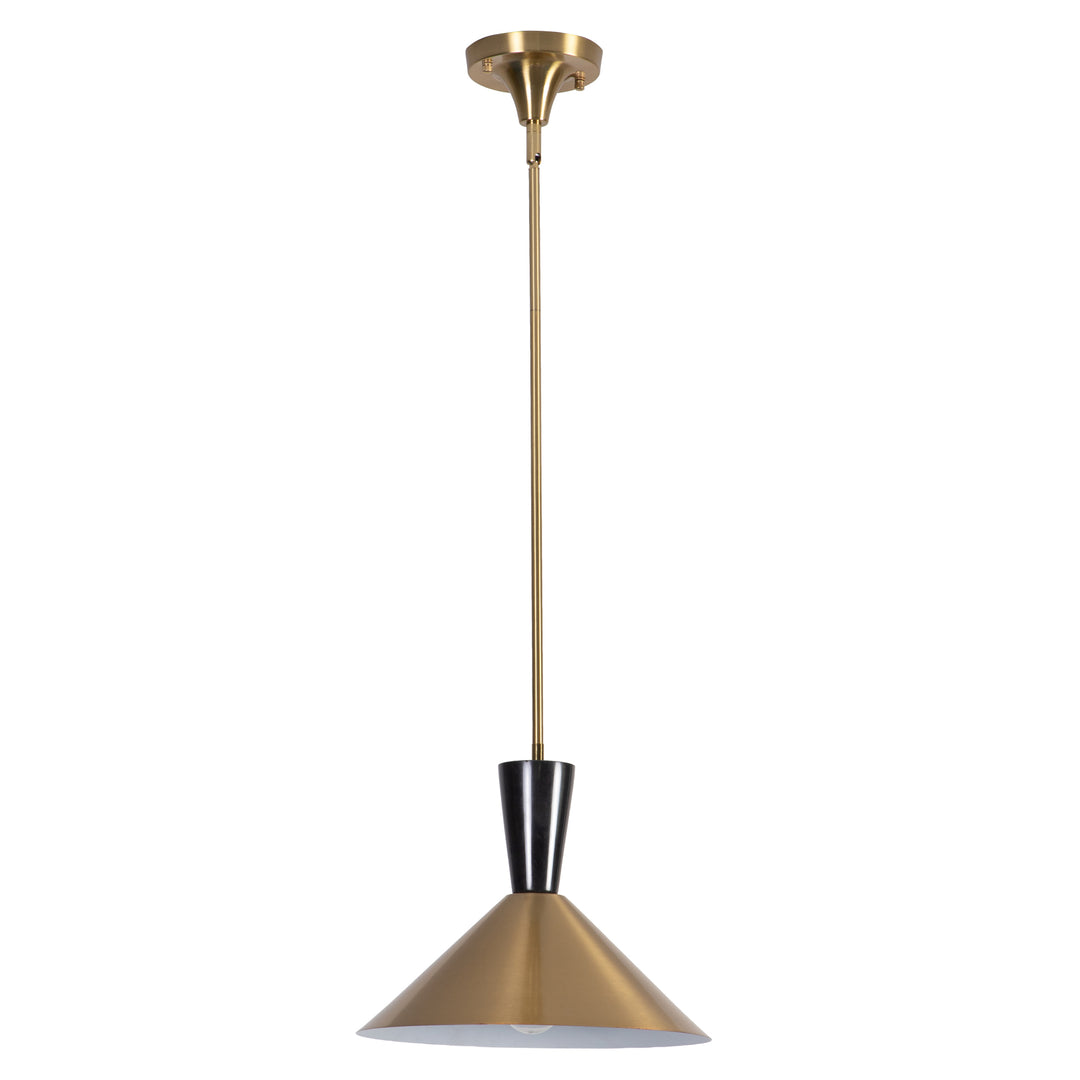 1-Light 13.8"W Black Metal Modern Cone Pendant With Marble Decoration For Kitchen Island Or Dining Room #19236