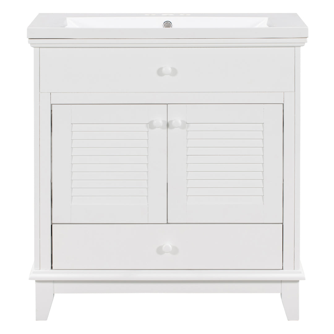 30'' Single Bathroom Vanity Cabinet With Ceramic Top #BV-006-30WH