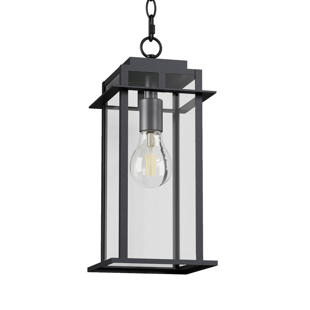 Solstice 1 - Light 15.8'' H Tempered Glass Outdoor Hanging Lantern #7073-1BK