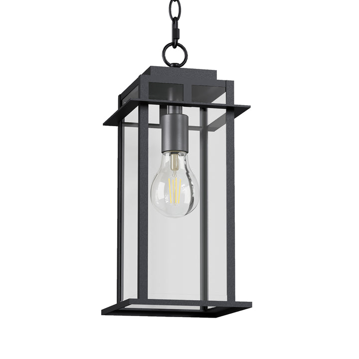 Solstice 1 - Light 15.8'' H Tempered Glass Outdoor Hanging Lantern #7073-1BK