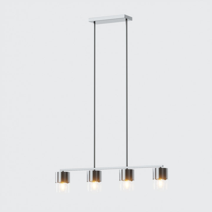 Glimmer 4-Light Metal And Glass Modern Linear Pendant Light With Adjustable Rod For Kitchen Island #29032