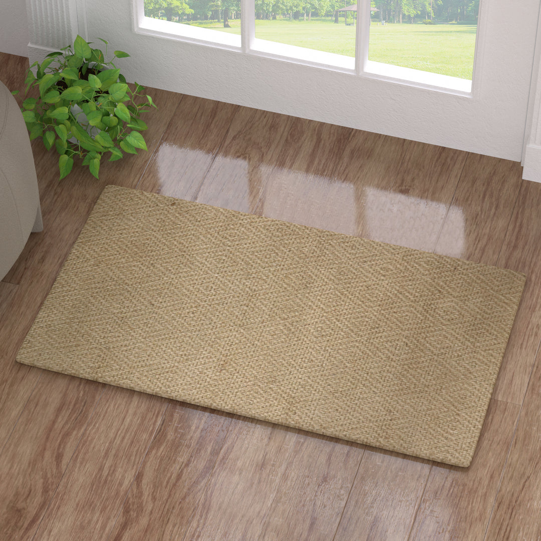 4modernhome Jute Power Loom Natural Fibers Farmhouse Style Area Rug For Dining Room Living Room Kitchen, Off White/Natural #DT23-3