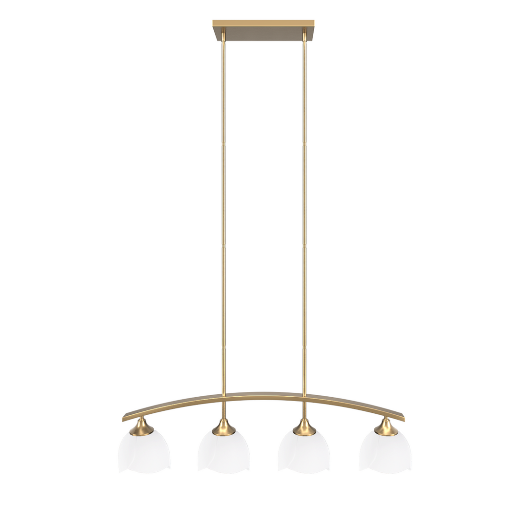 Twilight 4-Light 36"W Black/Brass Modern Linear Pendant Chandelier With Flower Frosted Glass Shades For Dining Room Or Kitchen Island #P39015
