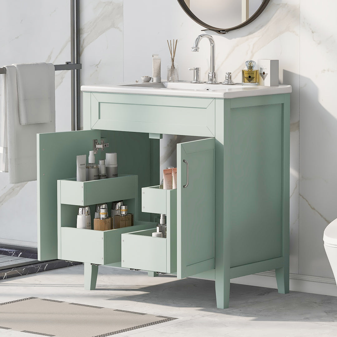 30'' Single Bathroom Vanity Cabinet With Ceramic Top #BV-008-30GN