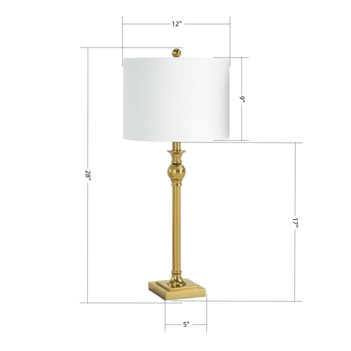 Maxax  Gold Metal Table Lamp set of 2 with White Drum Shades