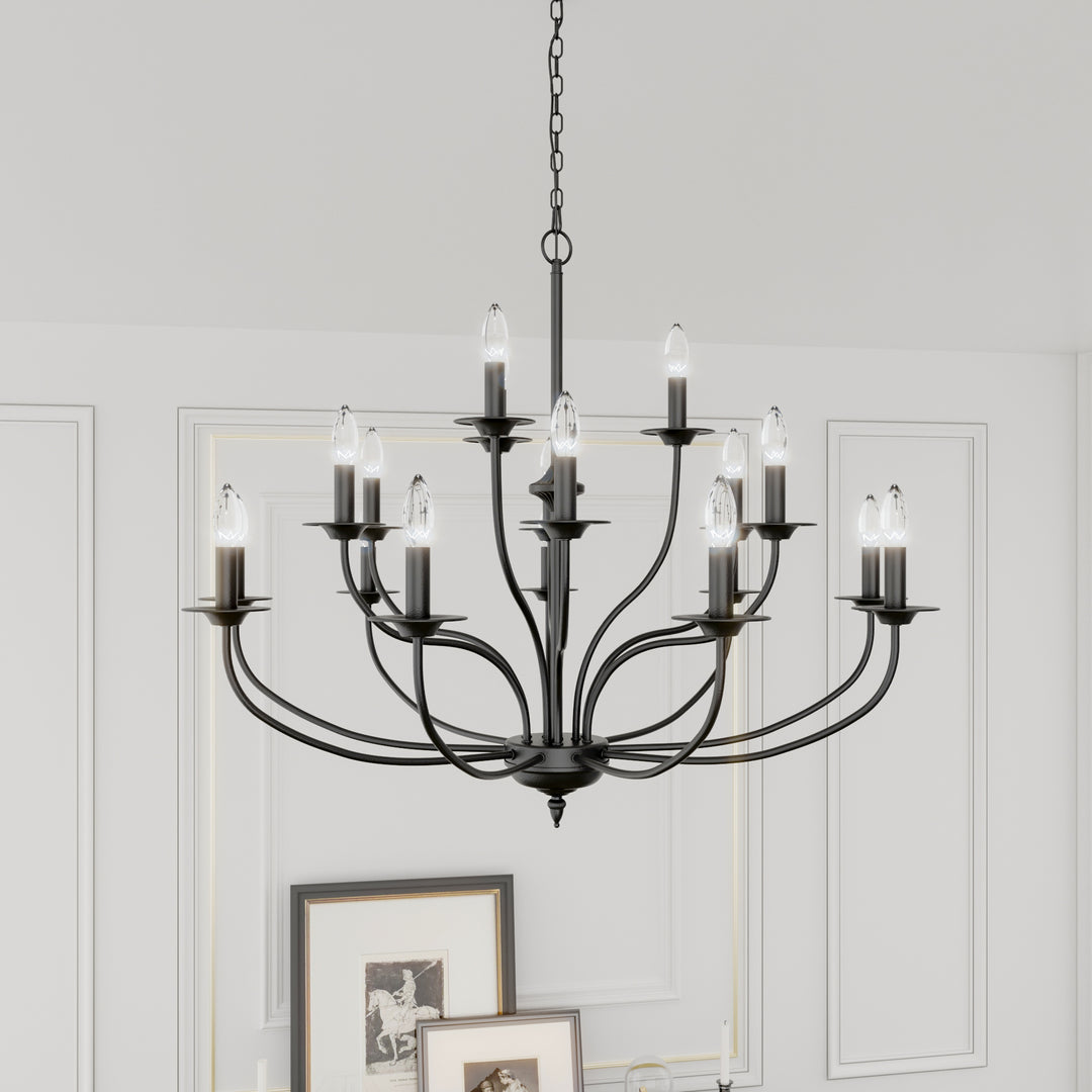 MAXAX 18 - Light Candle Style Traditional Chandelier with Wrought Iron Accents#MX19134