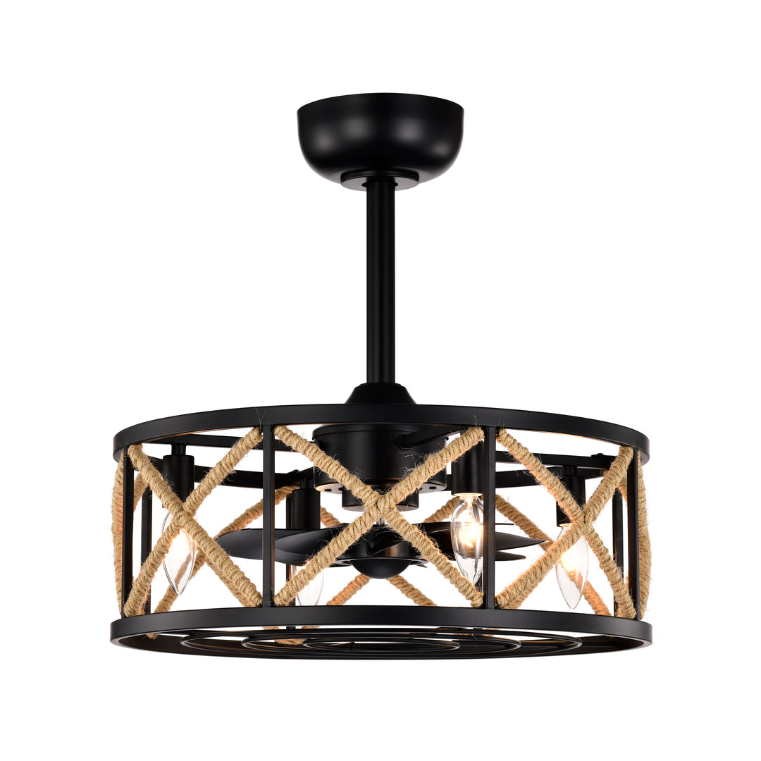 Maxax 19" Boho Caged Low Profile Ceiling Fan with Light and Remote, Stepless Color Temperature & 6 Speeds, Farmhouse Flush Mount Fan for Bedroom, Kitchen, Living Room, Kids Room #26001