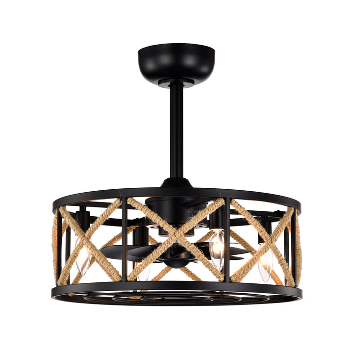 Maxax 19" Boho Caged Low Profile Ceiling Fan with Light and Remote, Stepless Color Temperature & 6 Speeds, Farmhouse Flush Mount Fan for Bedroom, Kitchen, Living Room, Kids Room #26001