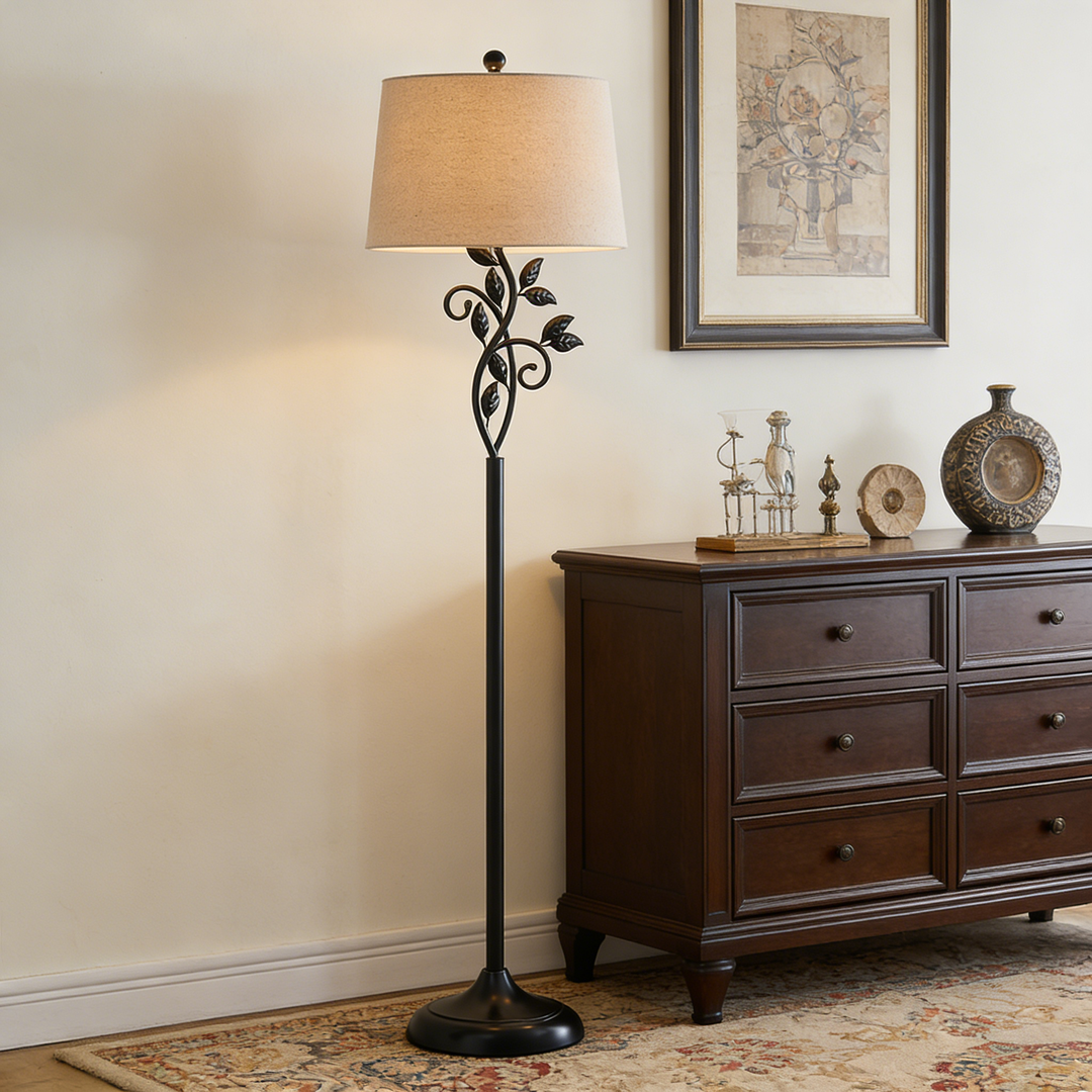 62" Farmhouse Iron Floor Lamp with 3 Way Dimmable Rotary Switch Standing Lamp for Living Room Bedroom #F04