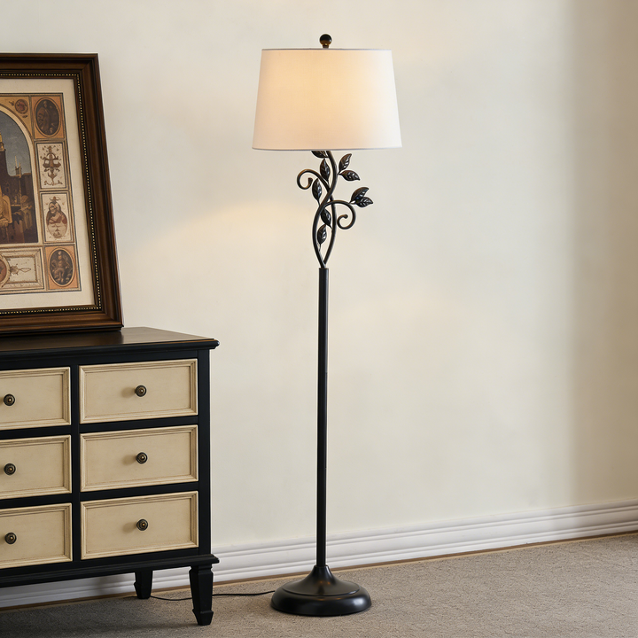 62" Farmhouse Iron Floor Lamp with 3 Way Dimmable Rotary Switch Standing Lamp for Living Room Bedroom #F04