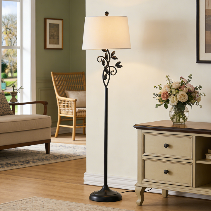 62" Farmhouse Iron Floor Lamp with 3 Way Dimmable Rotary Switch Standing Lamp for Living Room Bedroom #F04