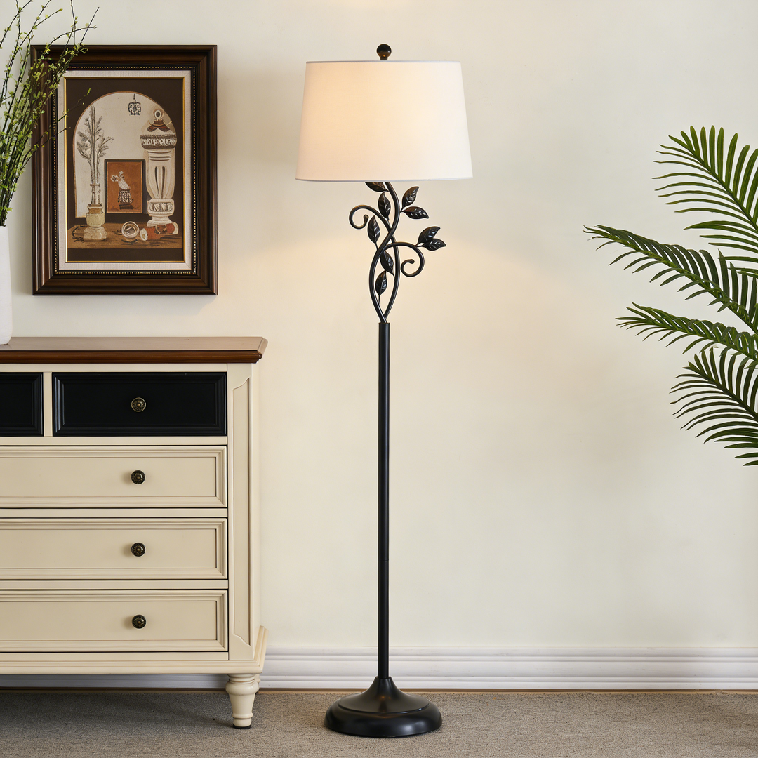 62" Farmhouse Iron Floor Lamp with 3 Way Dimmable Rotary Switch Standing Lamp for Living Room Bedroom #F04