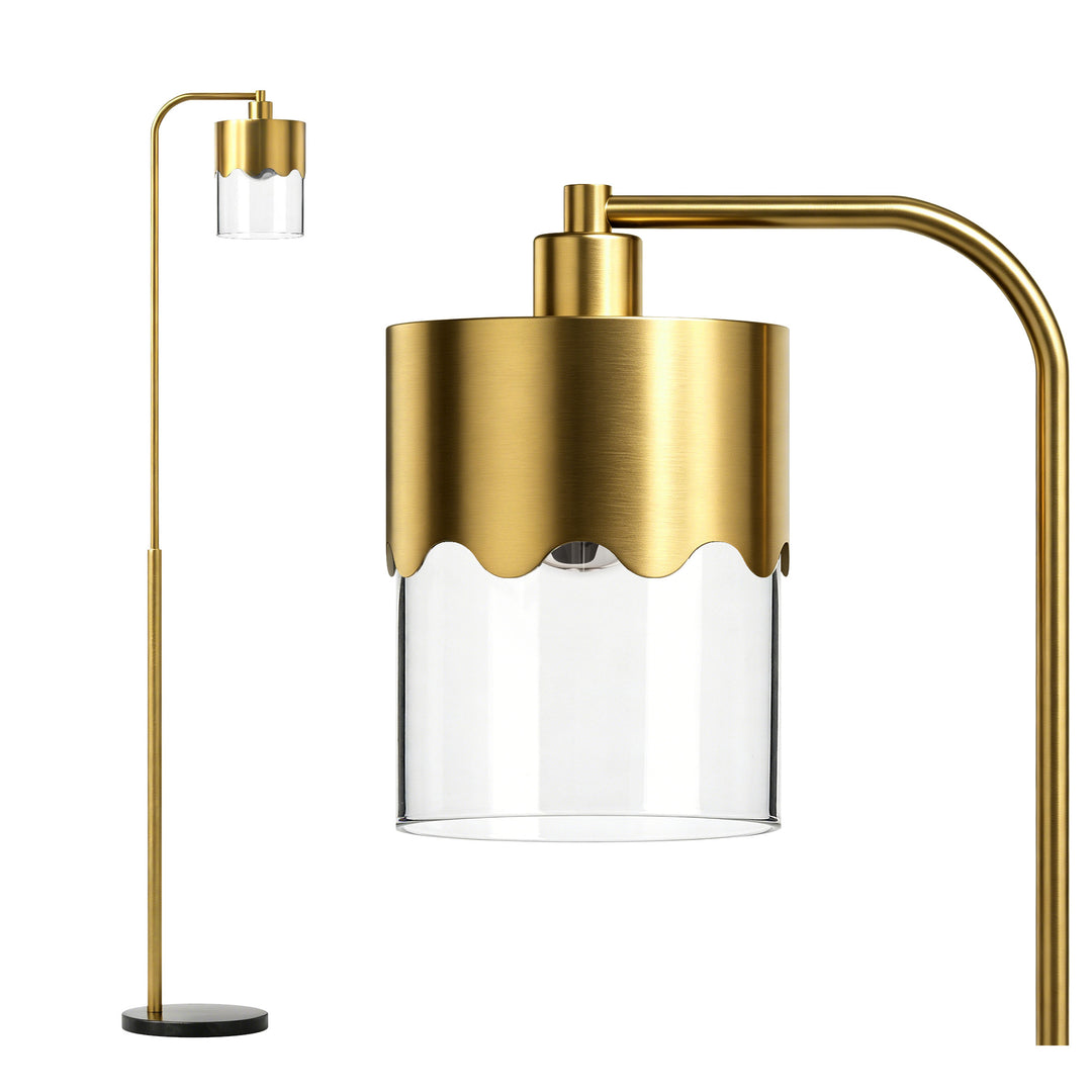 Glimmer 66" Modern Metal Floor Lamp Dual-Layer Shade Bright Lighting Foot Switch For Living Room Bedroom #FGT01