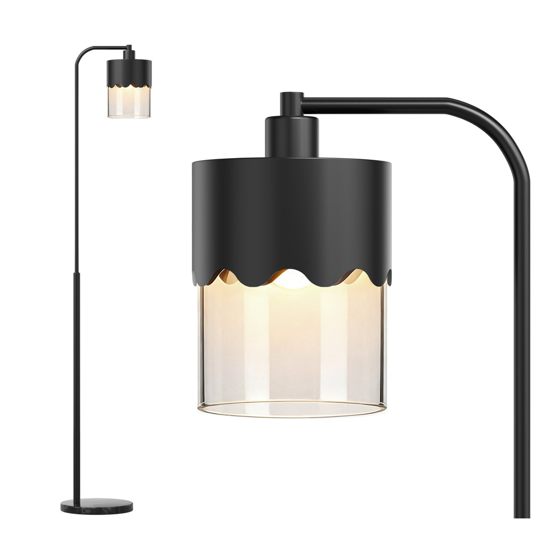 Glimmer 66" Modern Metal Floor Lamp Dual-Layer Shade Bright Lighting Foot Switch For Living Room Bedroom #FGT01