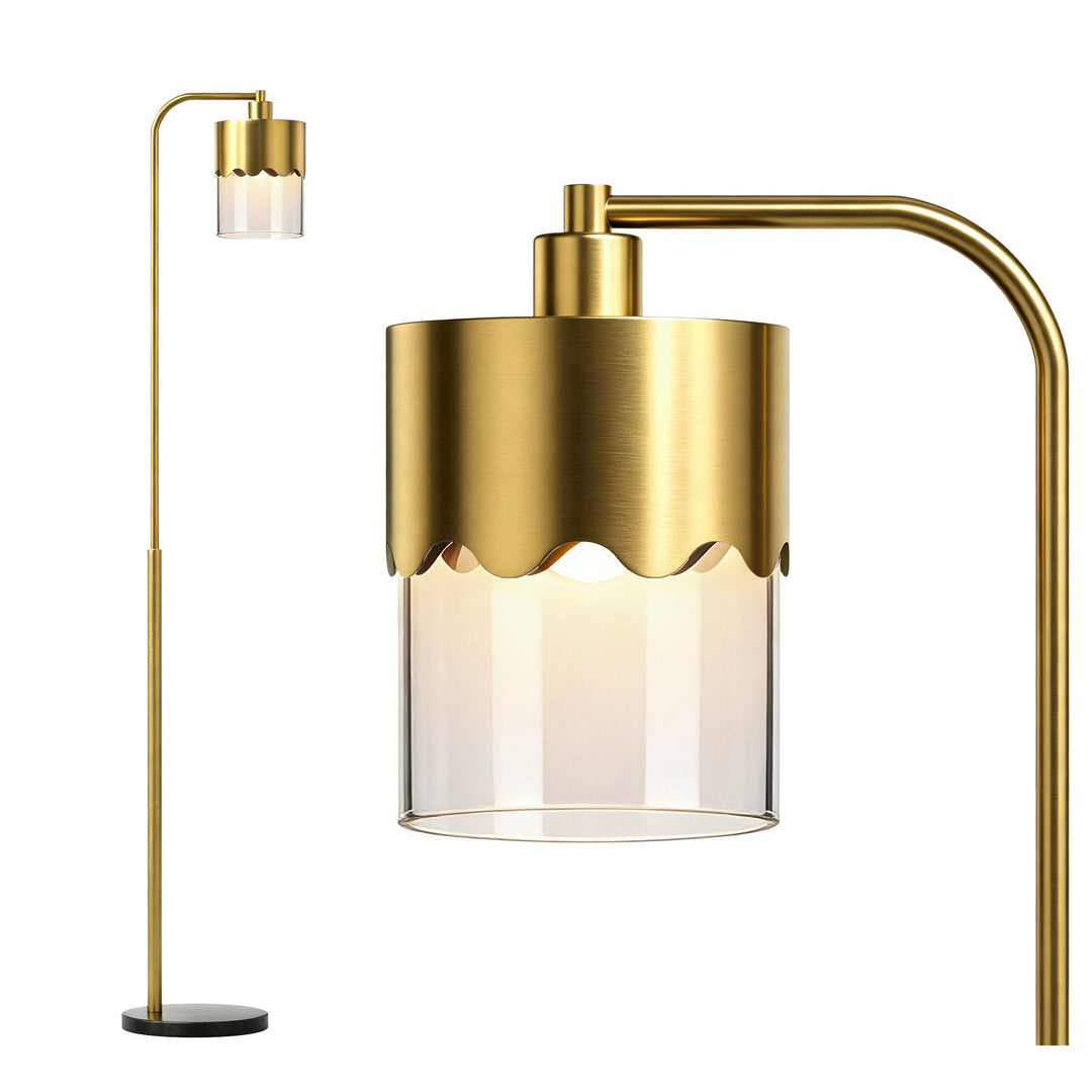 Glimmer 66" Modern Metal Floor Lamp Dual-Layer Shade Bright Lighting Foot Switch For Living Room Bedroom #FGT01