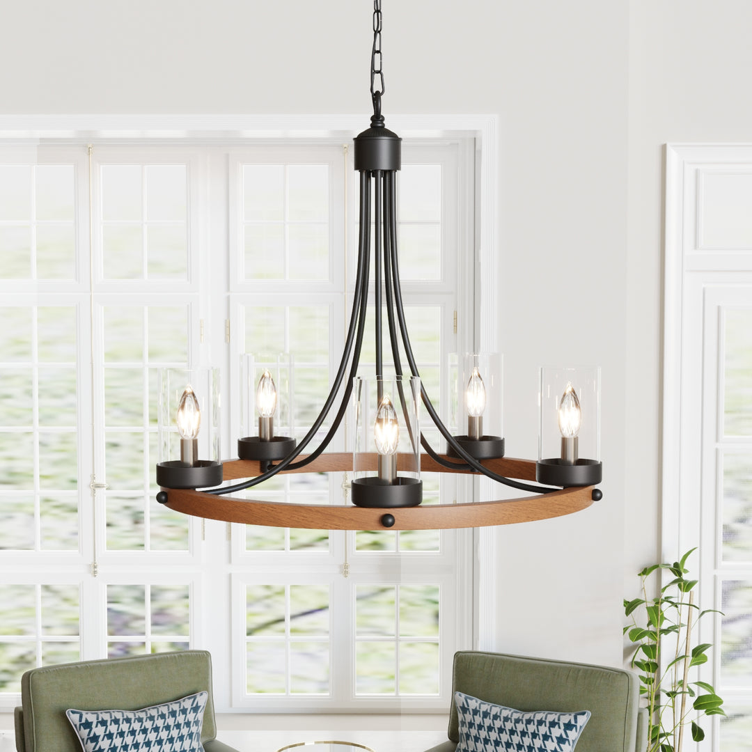 Maxax 5 - Light Candle Style Wagon Wheel Chandelier #MX19025