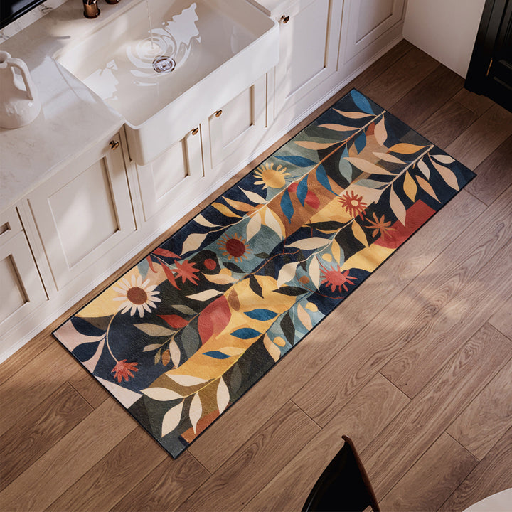 YUIlili Modern Abstract Floral Area Rug Black Brown Beige Soft Low-Pile Non-Slip Machine Washable Carpet for Living Room, Bedroom, Hallway Runner Indoor Rugs #AZJL13