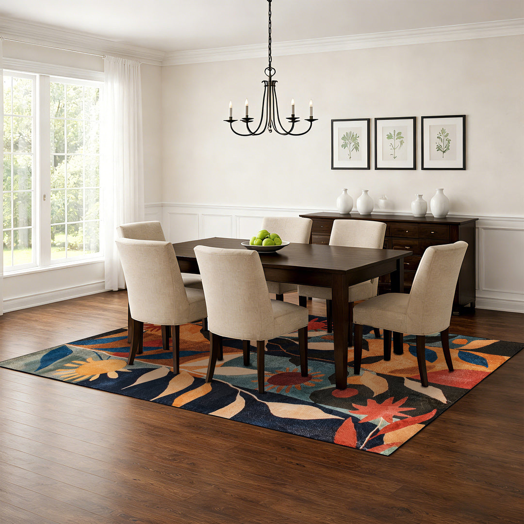 YUIlili Modern Abstract Floral Area Rug Black Brown Beige Soft Low-Pile Non-Slip Machine Washable Carpet for Living Room, Bedroom, Hallway Runner Indoor Rugs #AZJL13