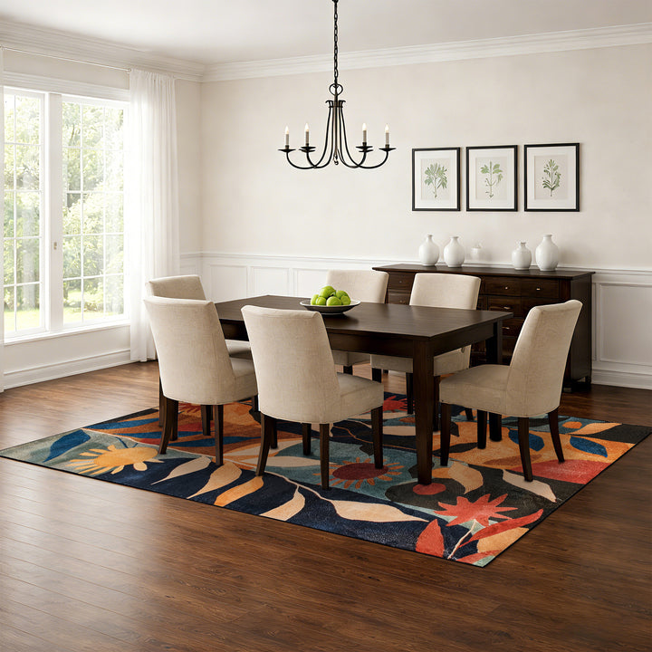 YUIlili Modern Abstract Floral Area Rug Black Brown Beige Soft Low-Pile Non-Slip Machine Washable Carpet for Living Room, Bedroom, Hallway Runner Indoor Rugs #AZJL13