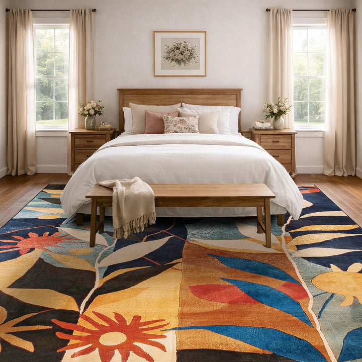 YUIlili Modern Abstract Floral Area Rug Black Brown Beige Soft Low-Pile Non-Slip Machine Washable Carpet for Living Room, Bedroom, Hallway Runner Indoor Rugs #AZJL13