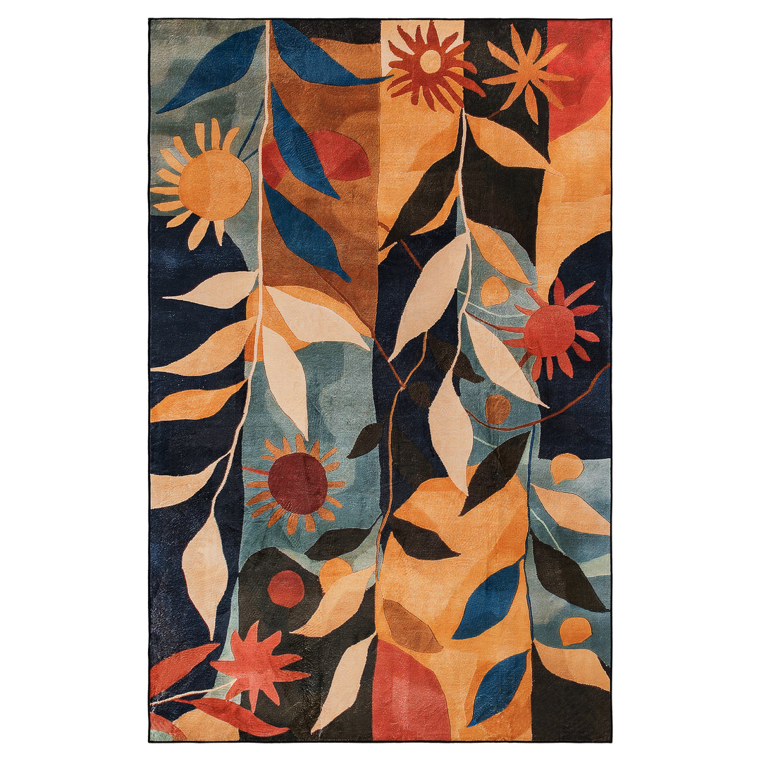 YUIlili Modern Abstract Floral Area Rug Black Brown Beige Soft Low-Pile Non-Slip Machine Washable Carpet for Living Room, Bedroom, Hallway Runner Indoor Rugs #AZJL13