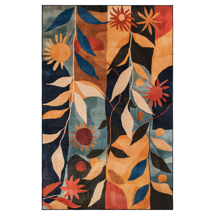 YUIlili Modern Abstract Floral Area Rug Black Brown Beige Soft Low-Pile Non-Slip Machine Washable Carpet for Living Room, Bedroom, Hallway Runner Indoor Rugs #AZJL13