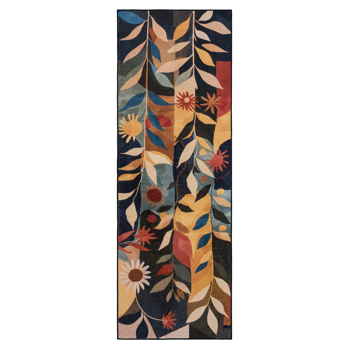YUIlili Modern Abstract Floral Area Rug Black Brown Beige Soft Low-Pile Non-Slip Machine Washable Carpet for Living Room, Bedroom, Hallway Runner Indoor Rugs #AZJL13