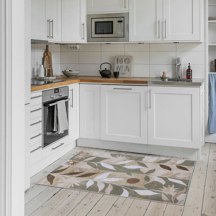 YUIlili Modern Abstract Floral Area Rug Black Brown Beige Soft Low-Pile Non-Slip Machine Washable Carpet for Living Room, Bedroom, Hallway Runner Indoor Rugs #AZJL13