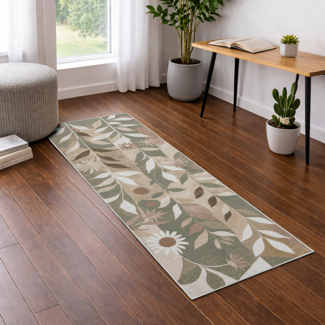 YUIlili Modern Abstract Floral Area Rug Black Brown Beige Soft Low-Pile Non-Slip Machine Washable Carpet for Living Room, Bedroom, Hallway Runner Indoor Rugs #AZJL13