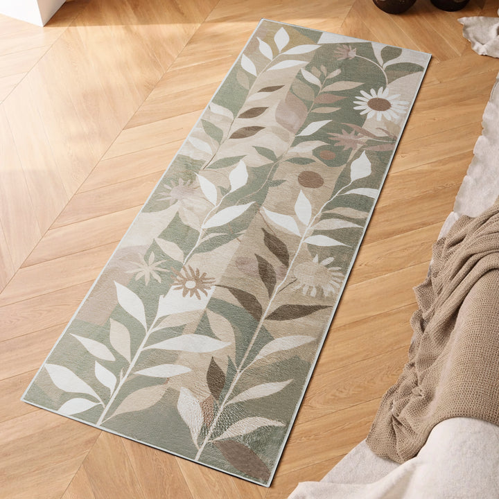 YUIlili Modern Abstract Floral Area Rug Black Brown Beige Soft Low-Pile Non-Slip Machine Washable Carpet for Living Room, Bedroom, Hallway Runner Indoor Rugs #AZJL13
