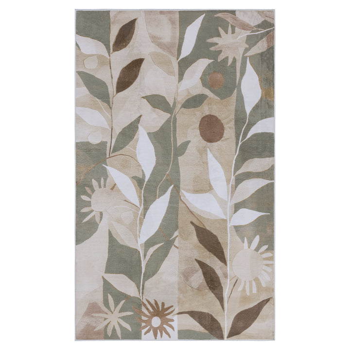 YUIlili Modern Abstract Floral Area Rug Black Brown Beige Soft Low-Pile Non-Slip Machine Washable Carpet for Living Room, Bedroom, Hallway Runner Indoor Rugs #AZJL13