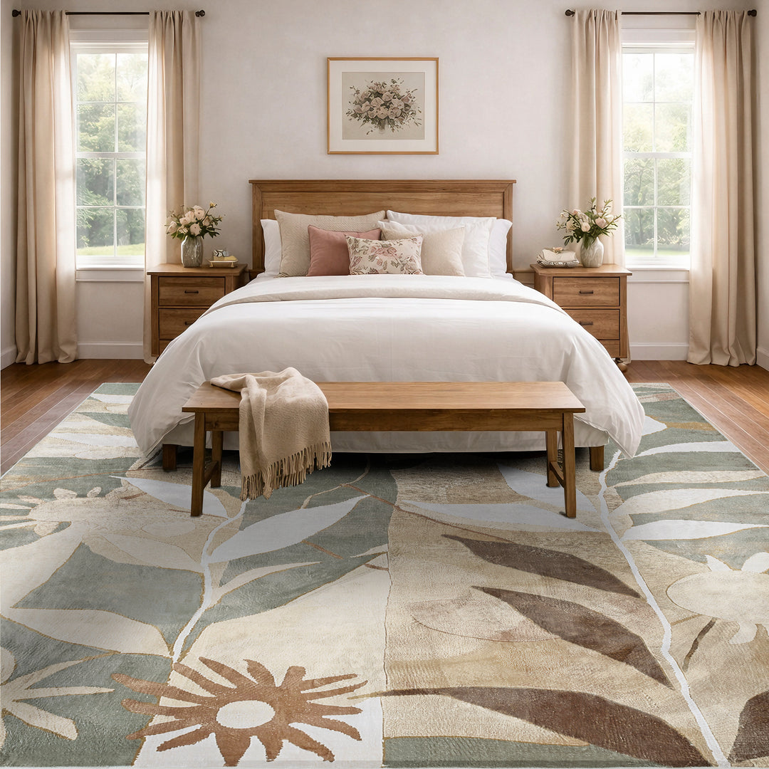 YUIlili Modern Abstract Floral Area Rug Black Brown Beige Soft Low-Pile Non-Slip Machine Washable Carpet for Living Room, Bedroom, Hallway Runner Indoor Rugs #AZJL13