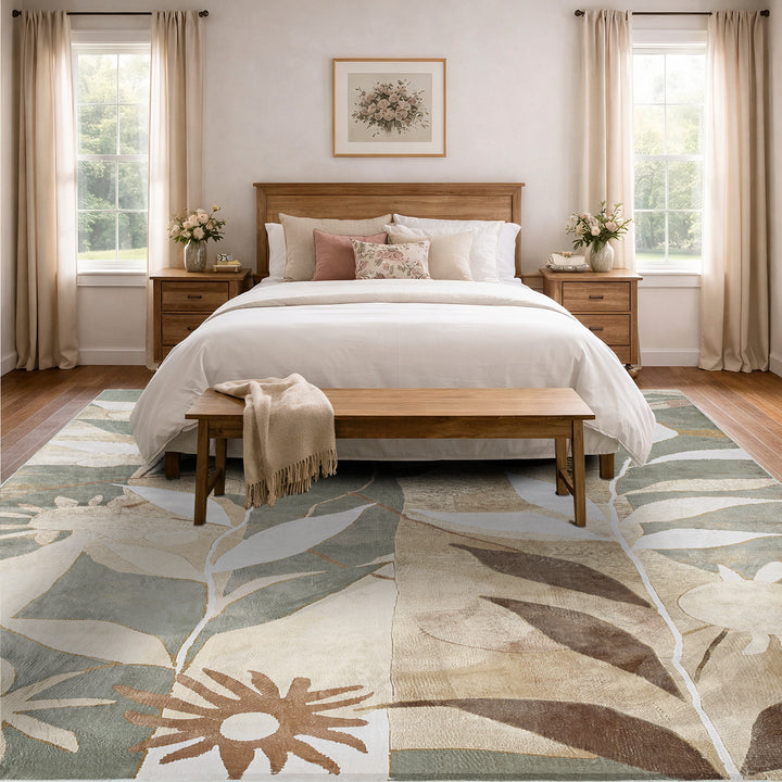 YUIlili Modern Abstract Floral Area Rug Black Brown Beige Soft Low-Pile Non-Slip Machine Washable Carpet for Living Room, Bedroom, Hallway Runner Indoor Rugs #AZJL13