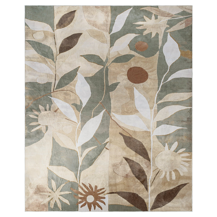 YUIlili Modern Abstract Floral Area Rug Black Brown Beige Soft Low-Pile Non-Slip Machine Washable Carpet for Living Room, Bedroom, Hallway Runner Indoor Rugs #AZJL13