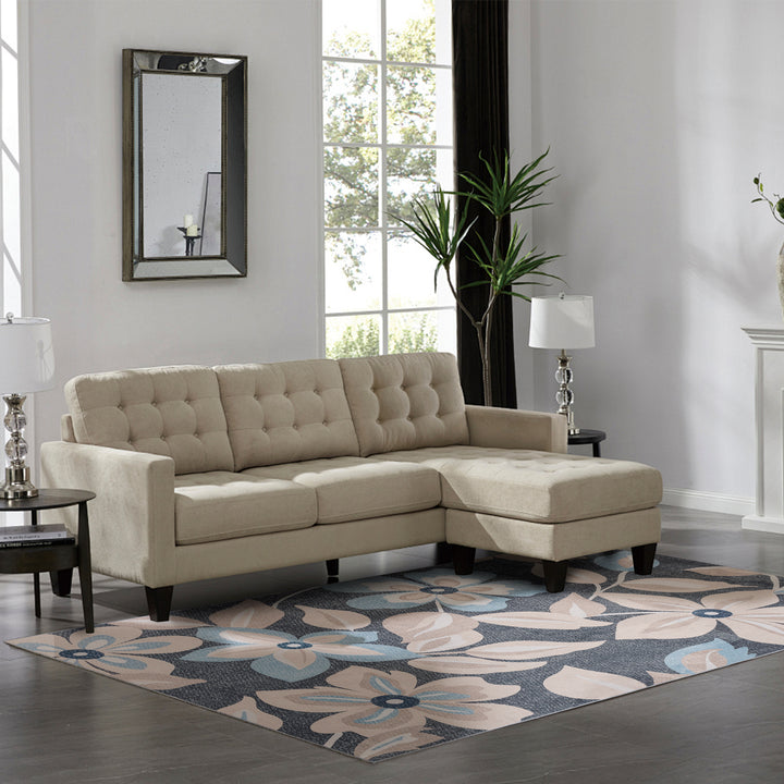 YUIlili Boho Floral Area Rug Charcoal Blue Beige Soft Low-Pile Non-Slip Machine Washable Carpet for Living Room, Bedroom, Hallway Runner Indoor Rugs #AZJL15