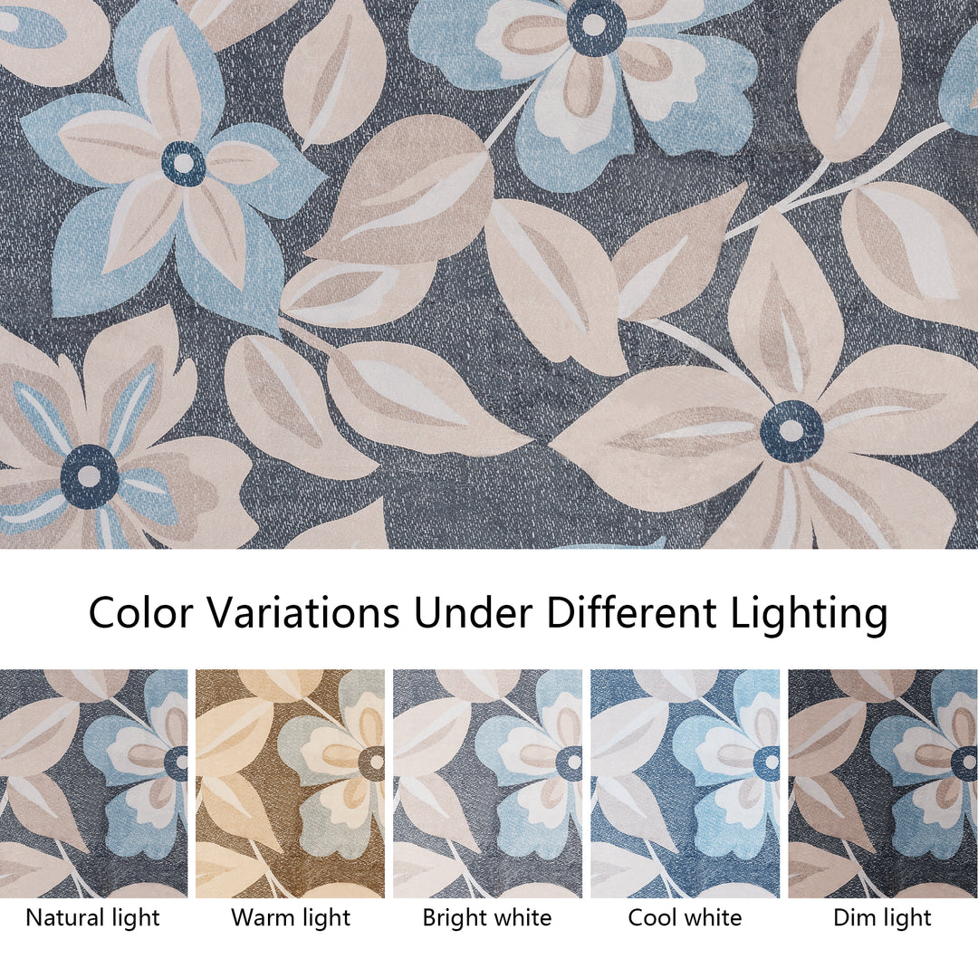 YUIlili Boho Floral Area Rug Charcoal Blue Beige Soft Low-Pile Non-Slip Machine Washable Carpet for Living Room, Bedroom, Hallway Runner Indoor Rugs #AZJL15