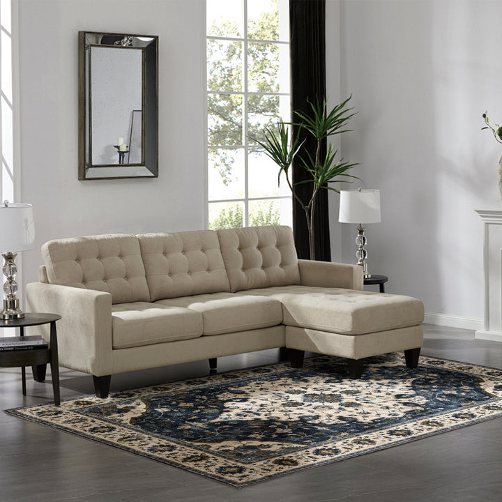 YUIlili Vintage Oriental Area Rug Navy Blue Beige Gold Soft Non-Slip Machine Washable Carpet for Living Room, Bedroom, Hallway Runner Indoor Rugs #AZJL160
