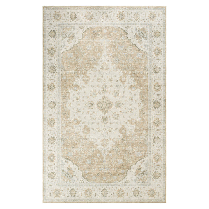 YUIlili Vintage Oriental Area Rug Navy Blue Beige Gold Soft Non-Slip Machine Washable Carpet for Living Room, Bedroom, Hallway Runner Indoor Rugs #AZJL160
