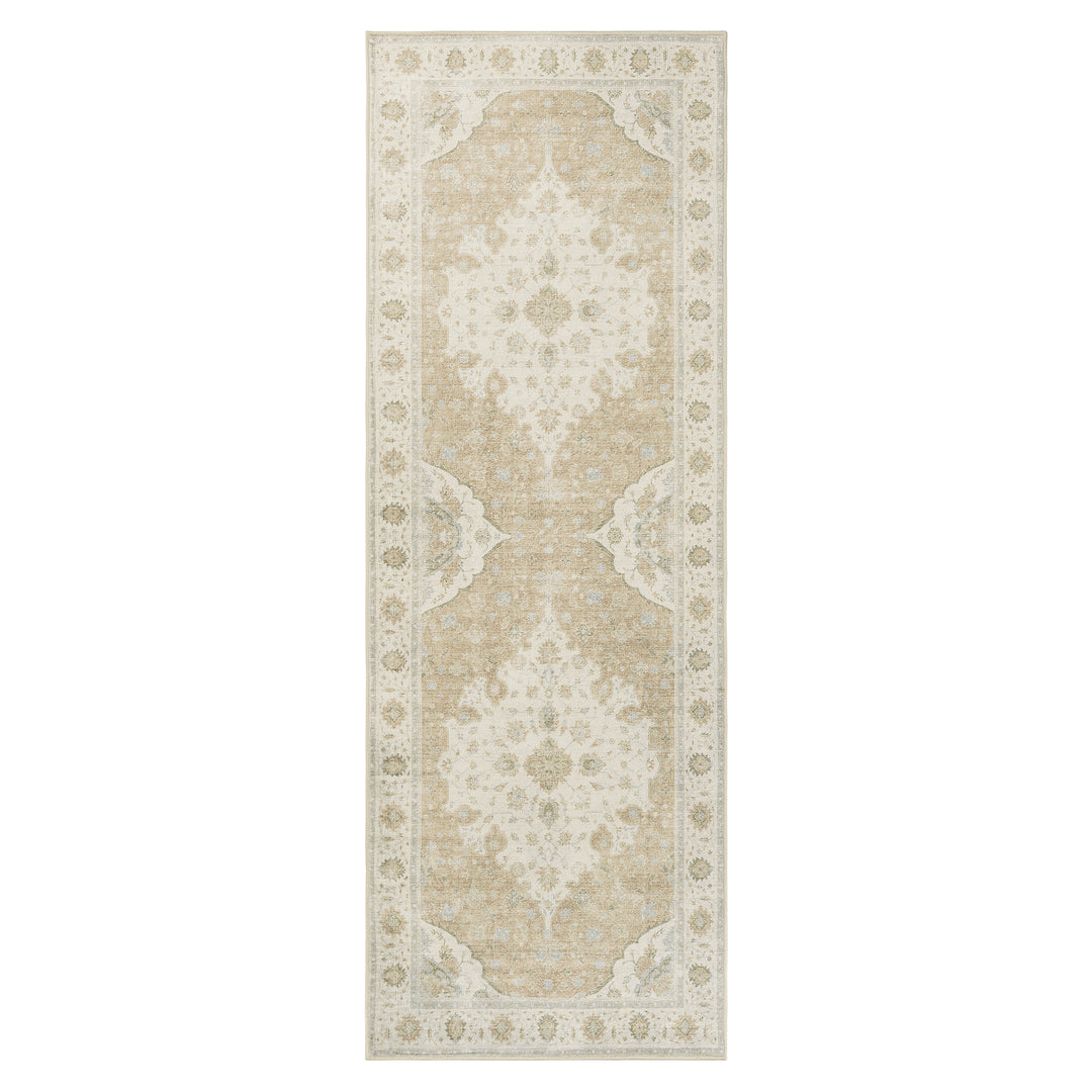 YUIlili Vintage Oriental Area Rug Navy Blue Beige Gold Soft Non-Slip Machine Washable Carpet for Living Room, Bedroom, Hallway Runner Indoor Rugs #AZJL160
