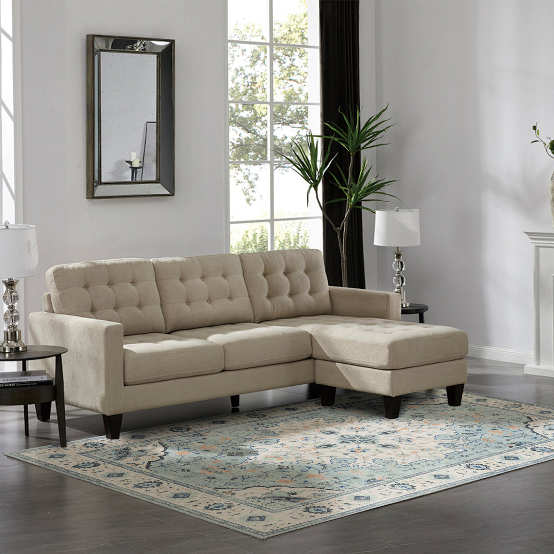 YUIlili Vintage Oriental Area Rug Navy Blue Beige Gold Soft Non-Slip Machine Washable Carpet for Living Room, Bedroom, Hallway Runner Indoor Rugs #AZJL160