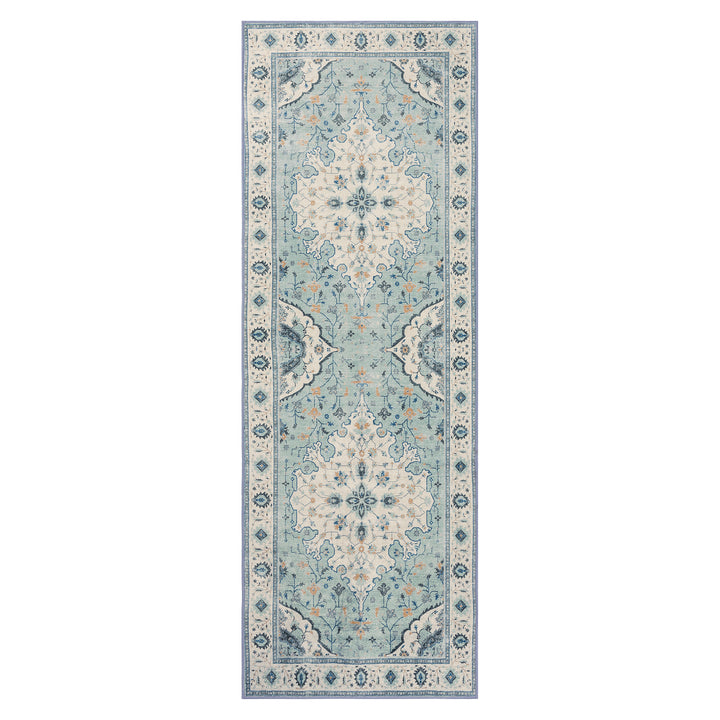 YUIlili Vintage Oriental Area Rug Navy Blue Beige Gold Soft Non-Slip Machine Washable Carpet for Living Room, Bedroom, Hallway Runner Indoor Rugs #AZJL160