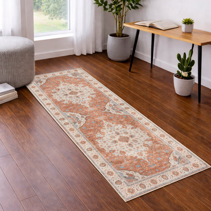 YUIlili Vintage Oriental Area Rug Navy Blue Beige Gold Soft Non-Slip Machine Washable Carpet for Living Room, Bedroom, Hallway Runner Indoor Rugs #AZJL160