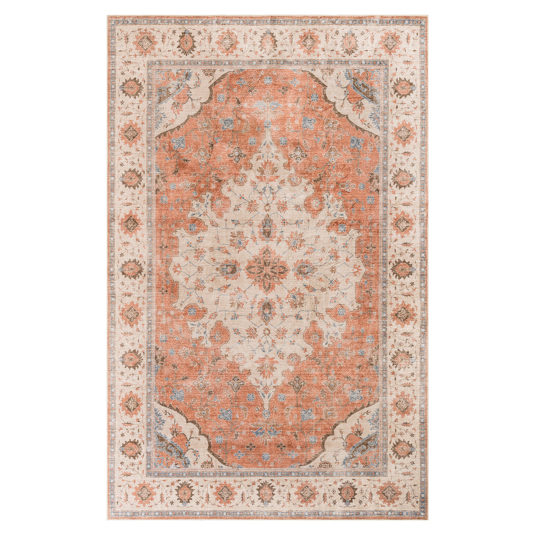 YUIlili Vintage Oriental Area Rug Navy Blue Beige Gold Soft Non-Slip Machine Washable Carpet for Living Room, Bedroom, Hallway Runner Indoor Rugs #AZJL160