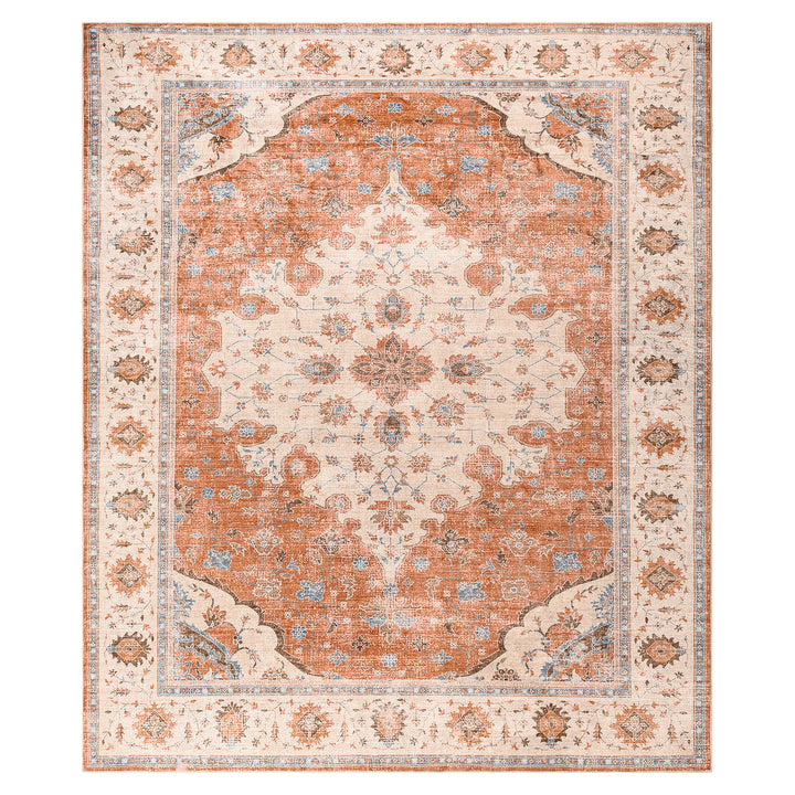 YUIlili Vintage Oriental Area Rug Navy Blue Beige Gold Soft Non-Slip Machine Washable Carpet for Living Room, Bedroom, Hallway Runner Indoor Rugs #AZJL160