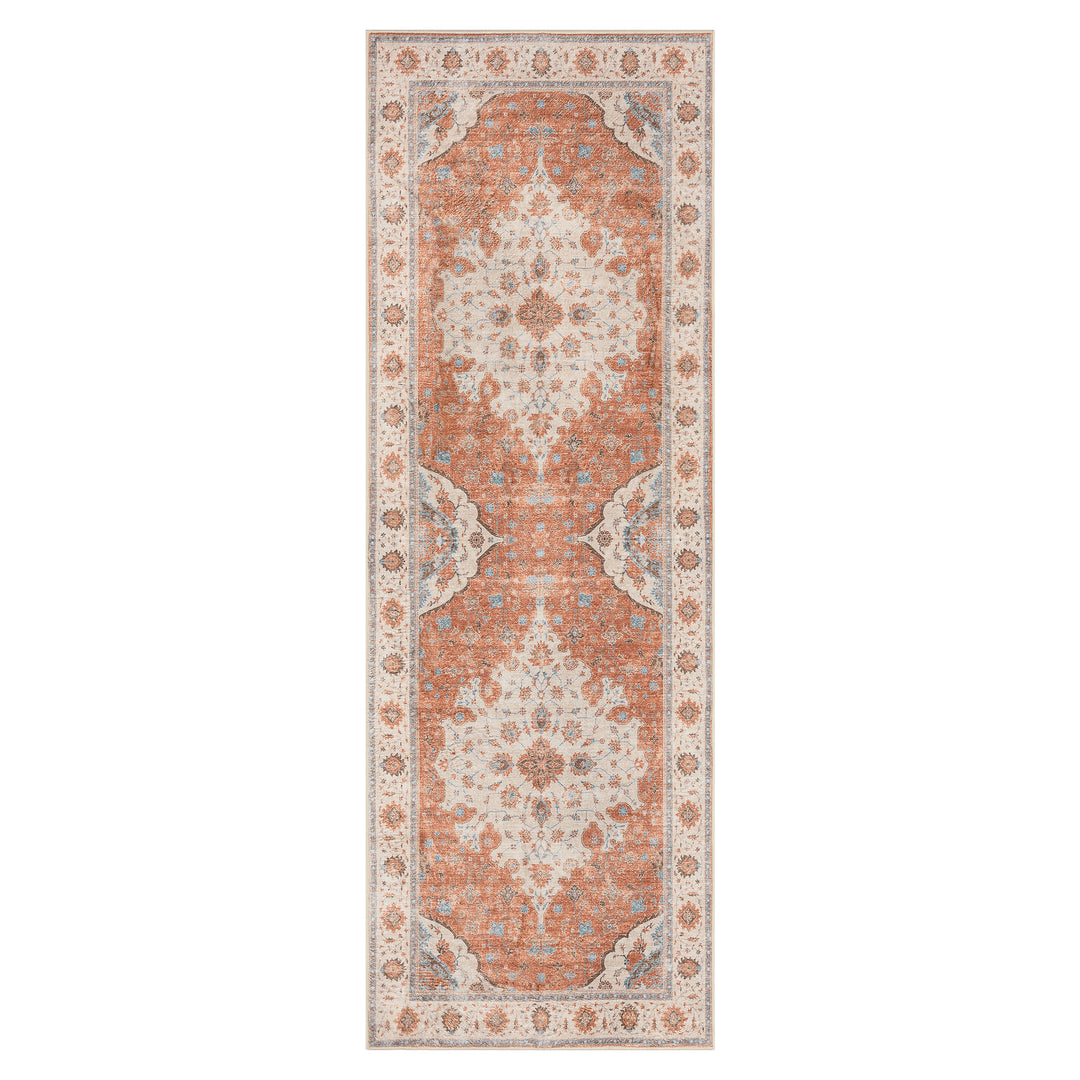 YUIlili Vintage Oriental Area Rug Navy Blue Beige Gold Soft Non-Slip Machine Washable Carpet for Living Room, Bedroom, Hallway Runner Indoor Rugs #AZJL160