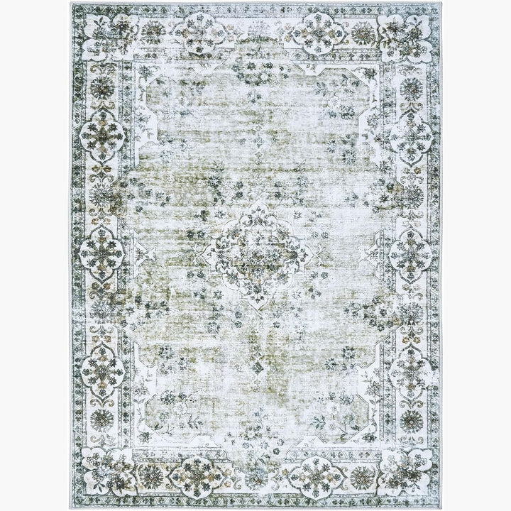 YUIlili Faux Cashmere Green Vintage Rugs #AZJL3