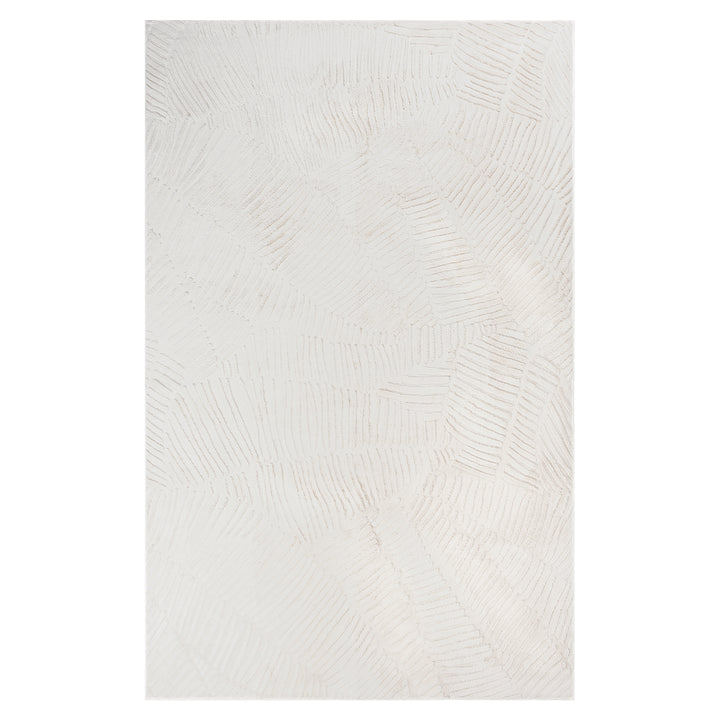YUIlili Modern Faux Fur Geometric Area Rug Beige/White Soft High-Low Pile Non-Slip Machine Washable Carpet for Bedroom Nursery Indoor Rugs #AZJL340