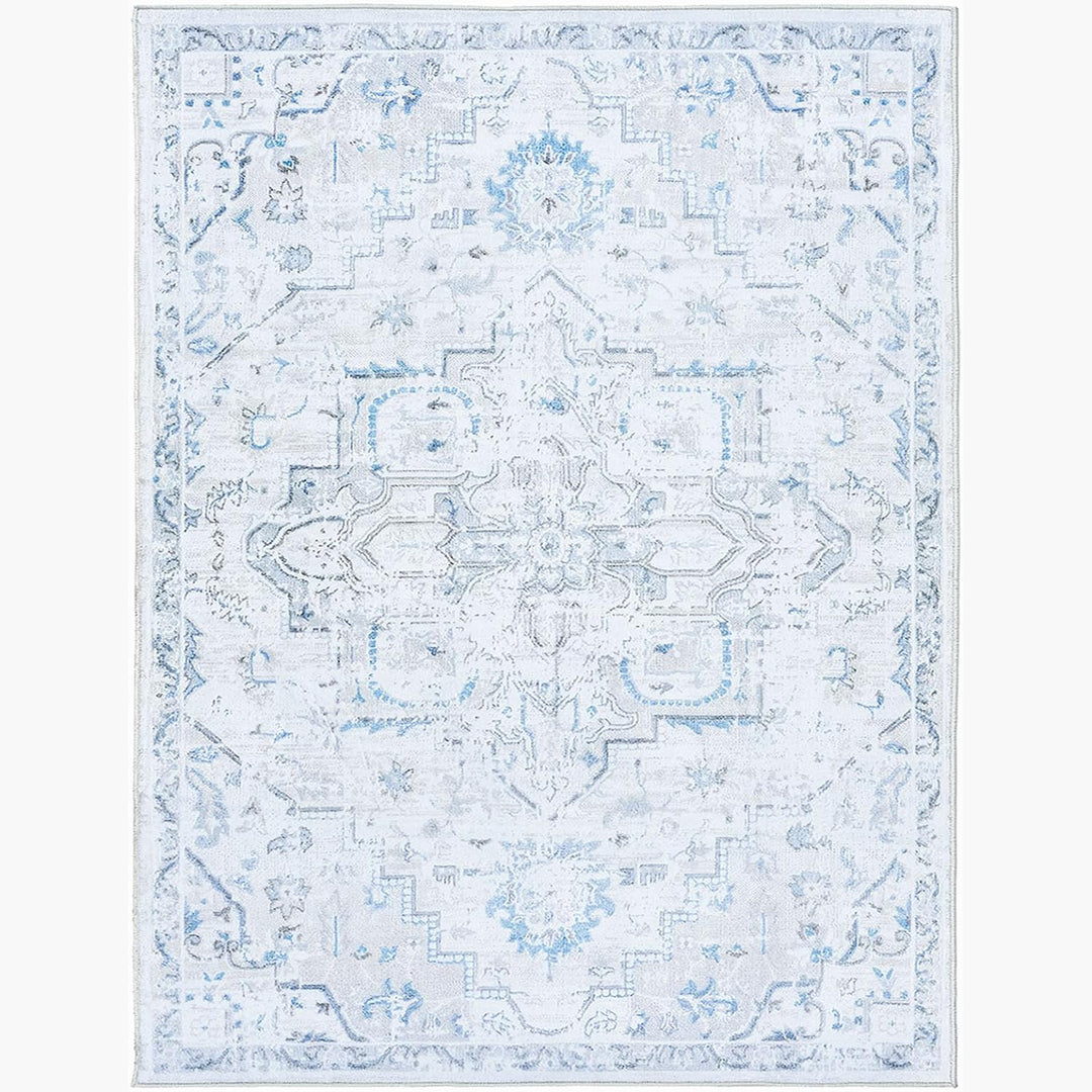 Faux Cashmere Blue vintage-style Rugs #AZJL601