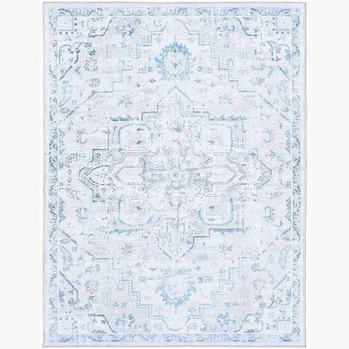 YUIlili Faux Cashmere Blue vintage-style Rugs #AZJL6