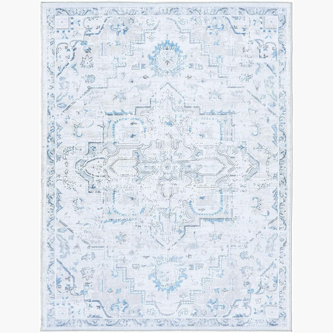 YUIlili Faux Cashmere Blue vintage-style Rugs #AZJL6